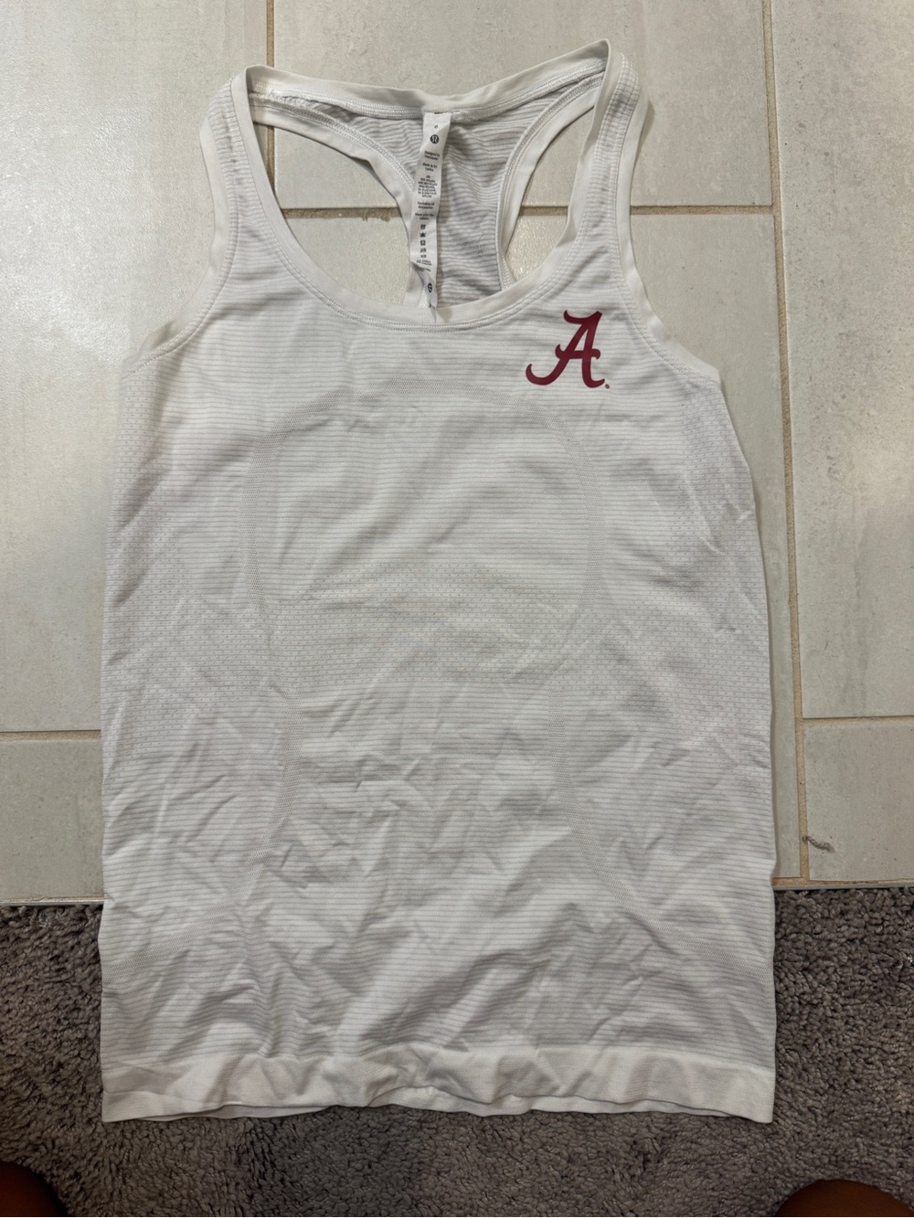 lululemon athleticaXAlabama White Racerback Tank with Red Script Logo